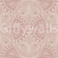Moth and bloom repeat design Art Nouveau peel and stick wallpaper.