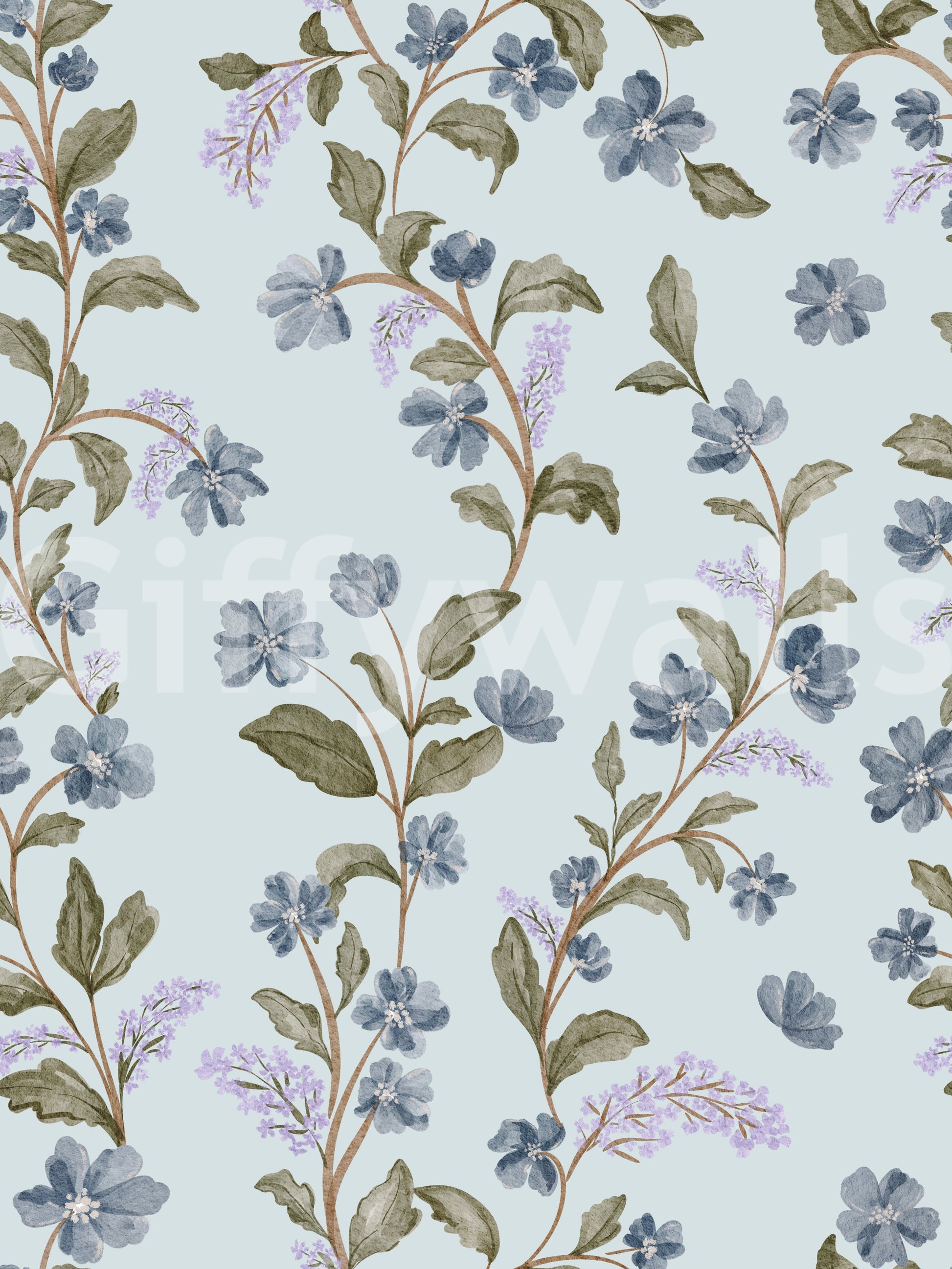 Soothing Watercolor Bloom Serenity vinyl covering delicate drawn plant element.
