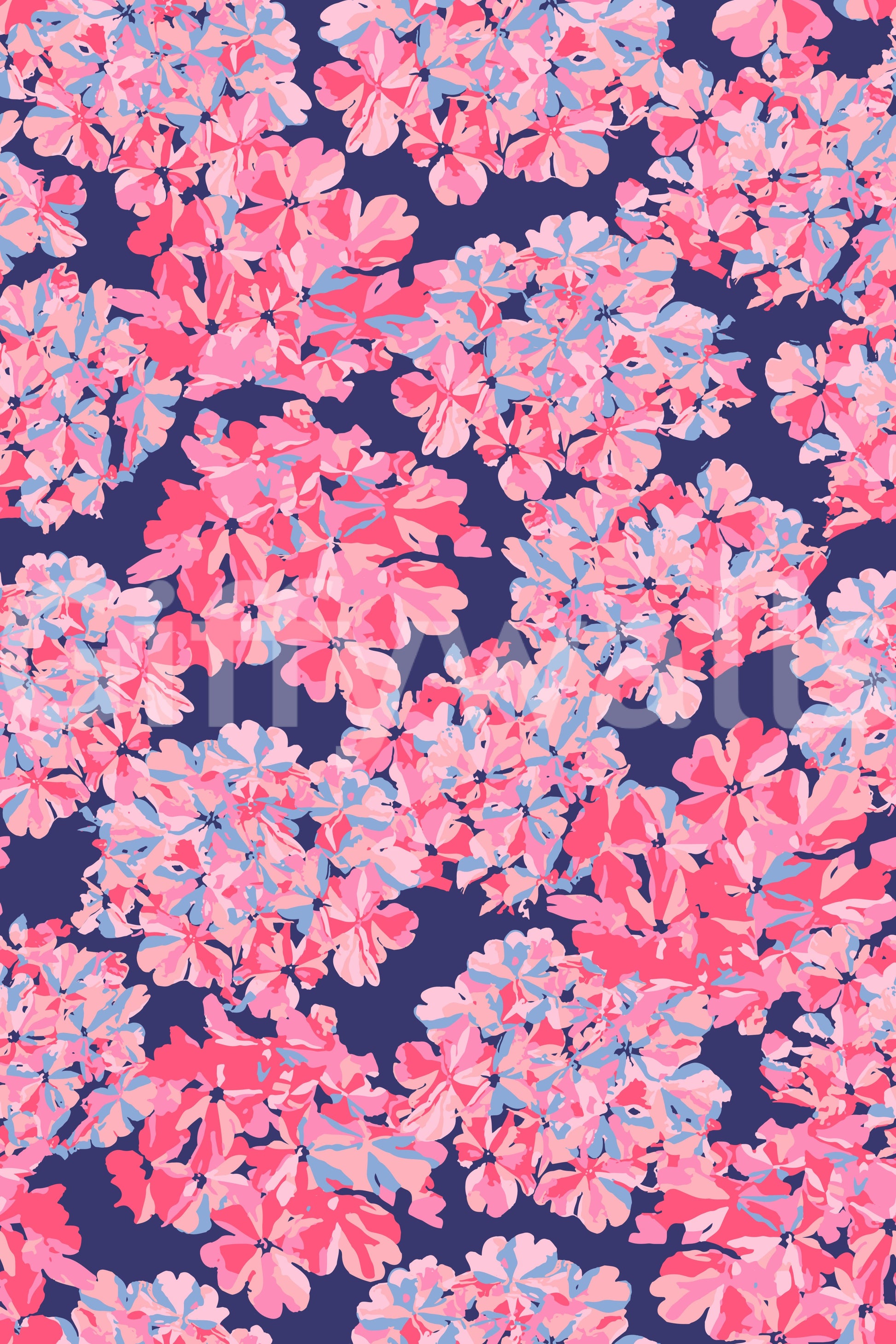 Oversized Big Bloom Hydrangeas Vintage wallpaper. Vibrant flower mural.