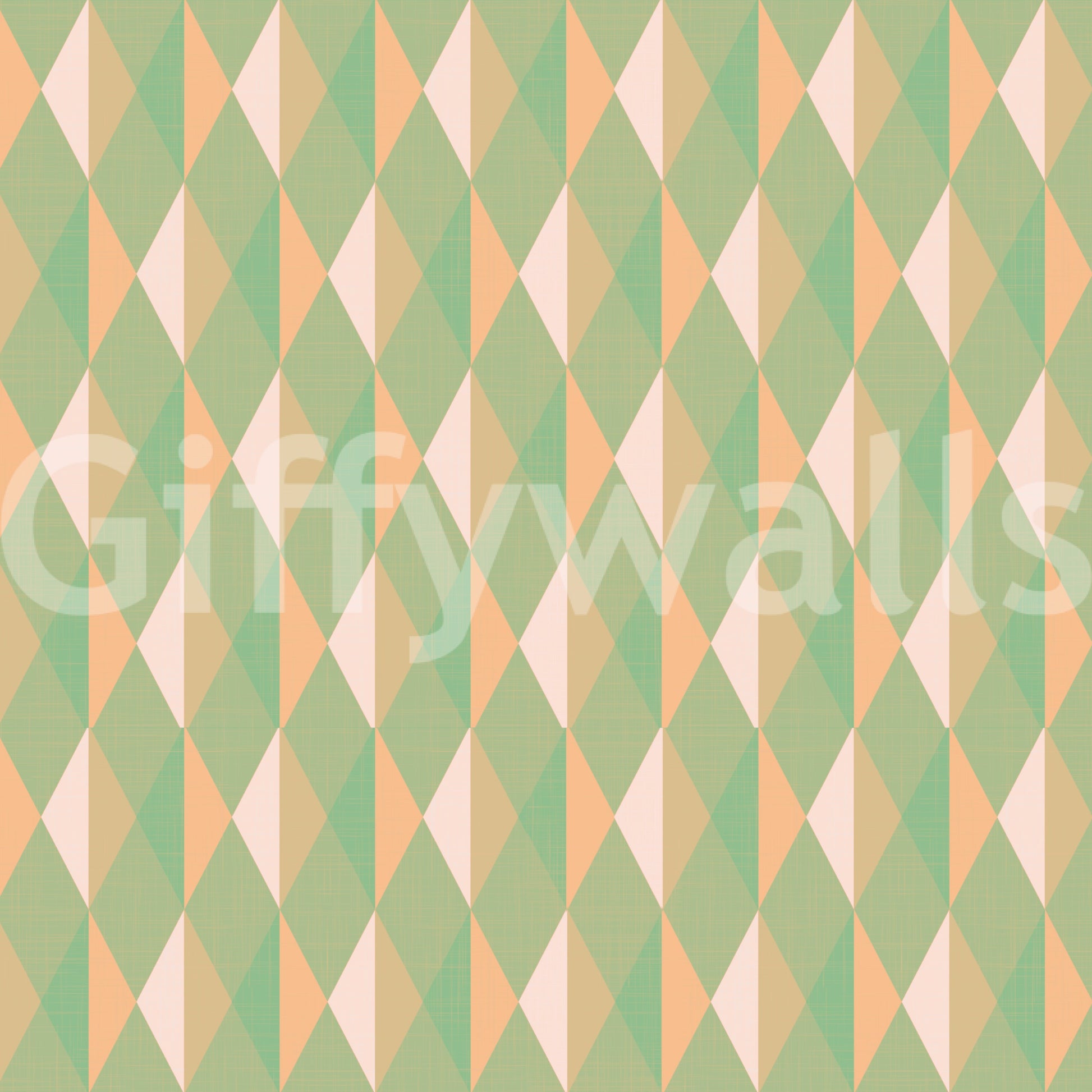 Symmetrical tile effect Mint & Peach Triangles green pattern.