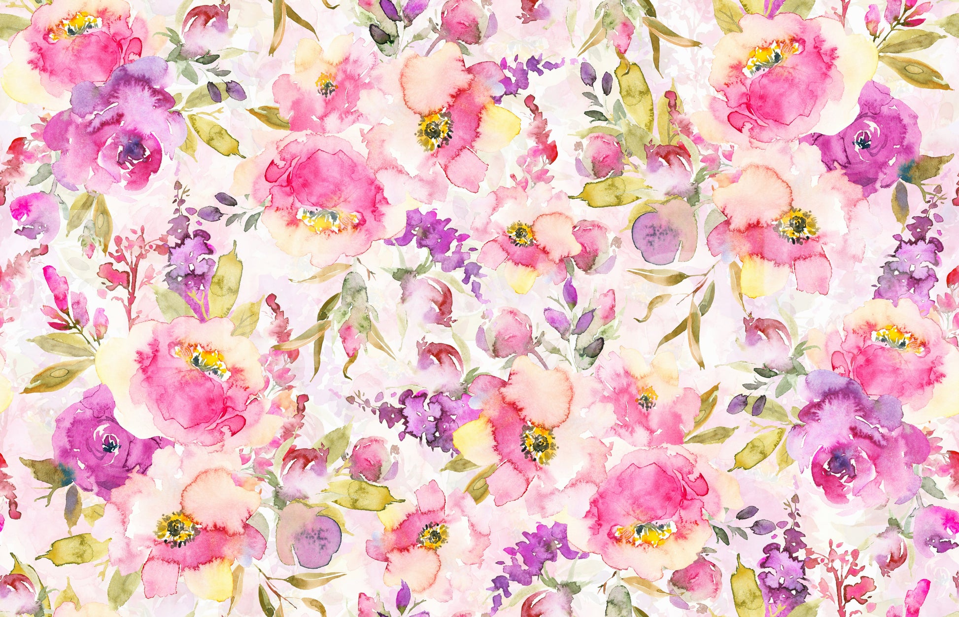 Beautifully rendered blush and violet wallpaper design.