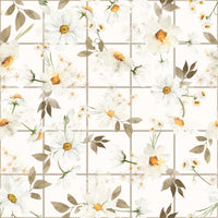 Gentle white Daisy Window Panes botanical wallpaper