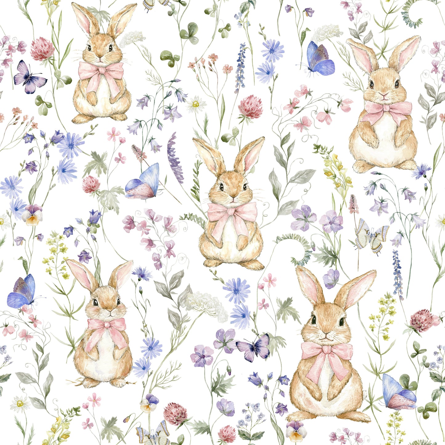 Floral Bunny Bliss Wallpaper⁠