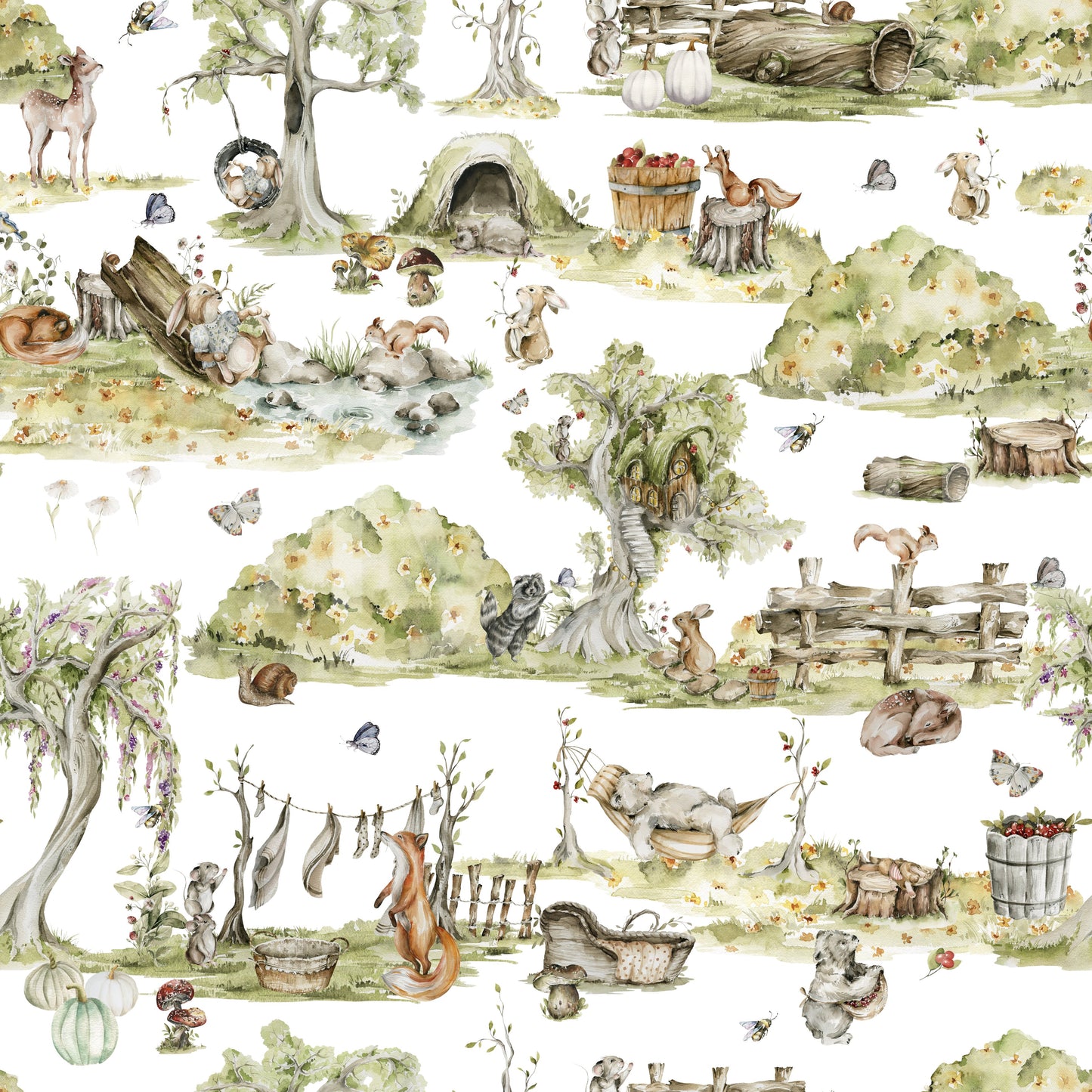 Whimsical Woodland Friends Wallpaper⁠