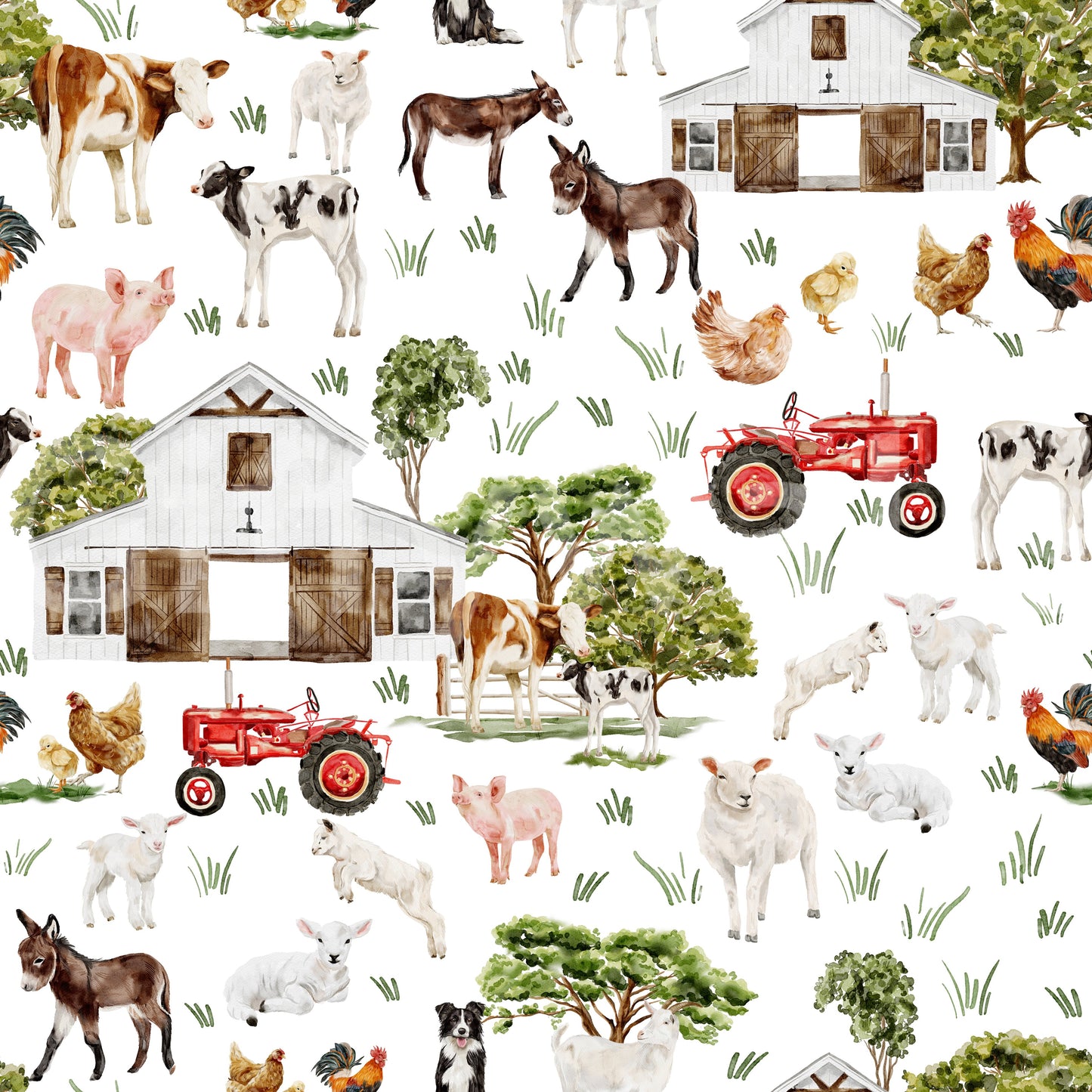 Watercolor Farm Life Wallpaper⁠