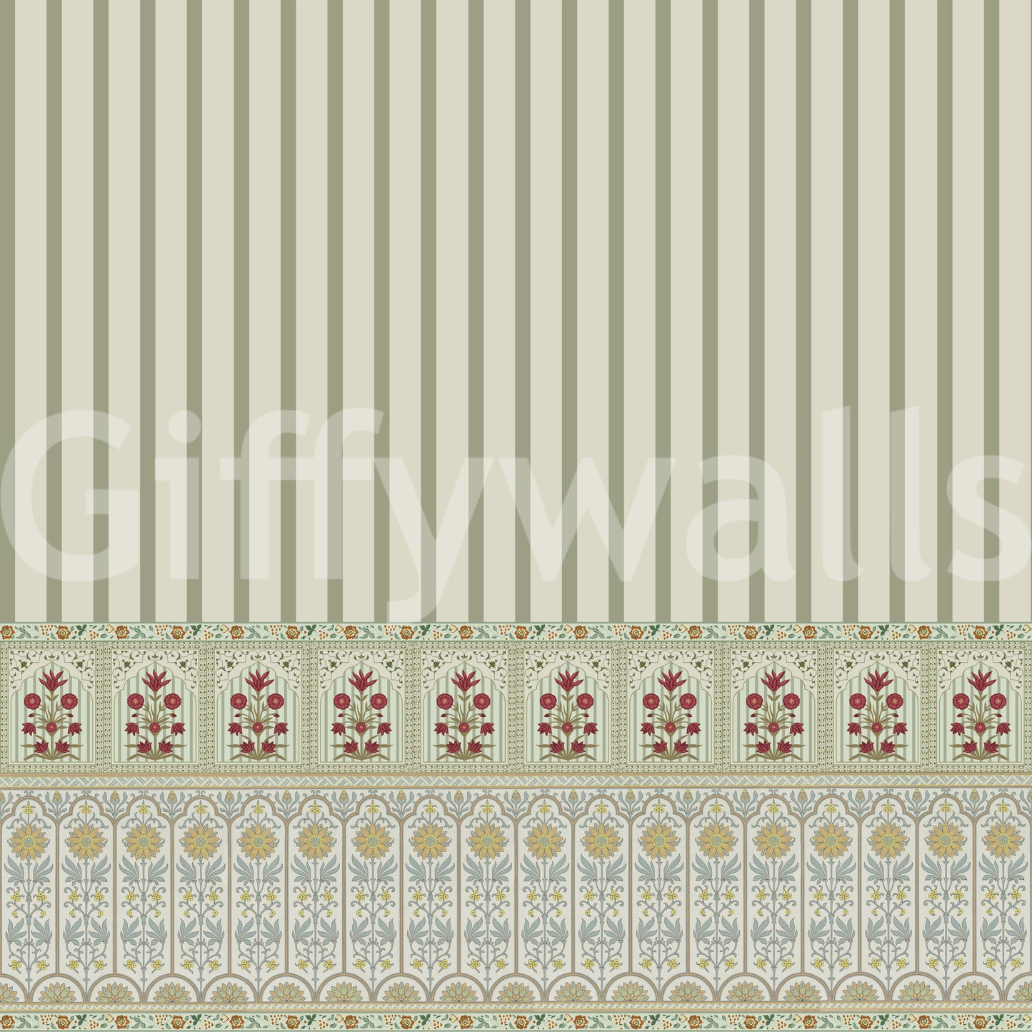 Bloom Stripe Border Wall Mural