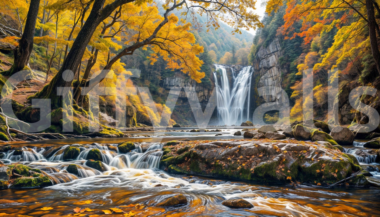 Golden Falls Wall Mural