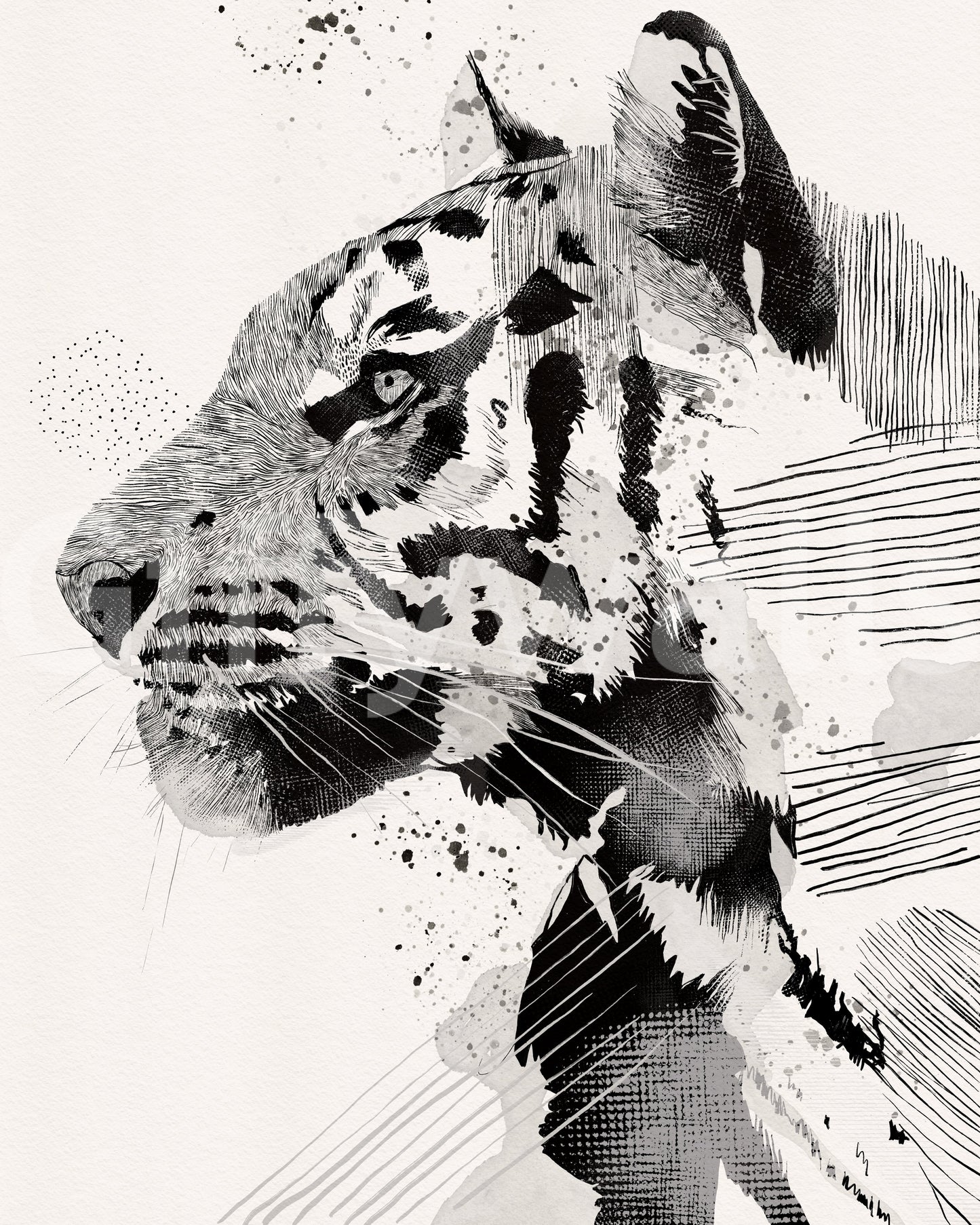 Tiger Ink Portrait Wall Mural