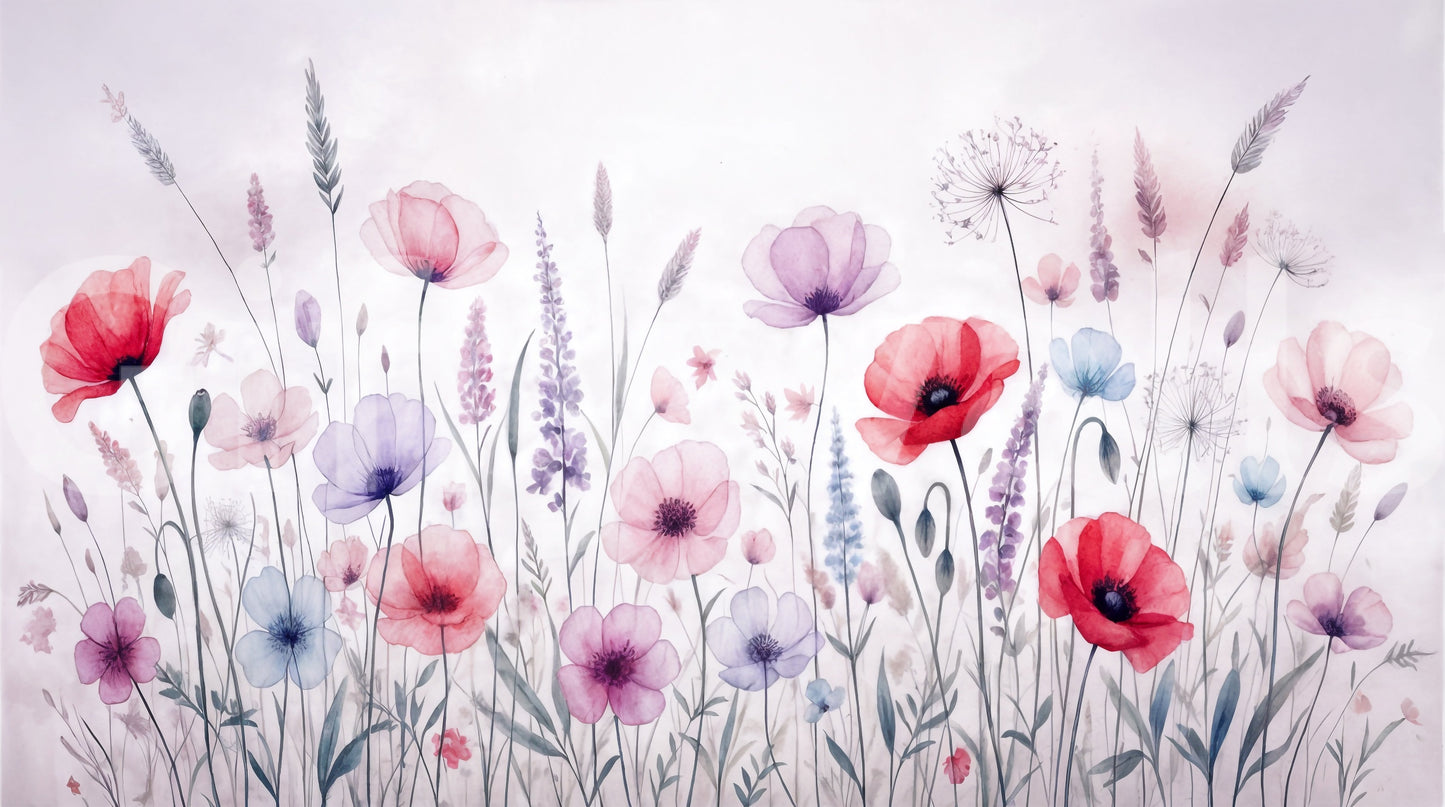 Watercolor Bloomscape Wall Mural