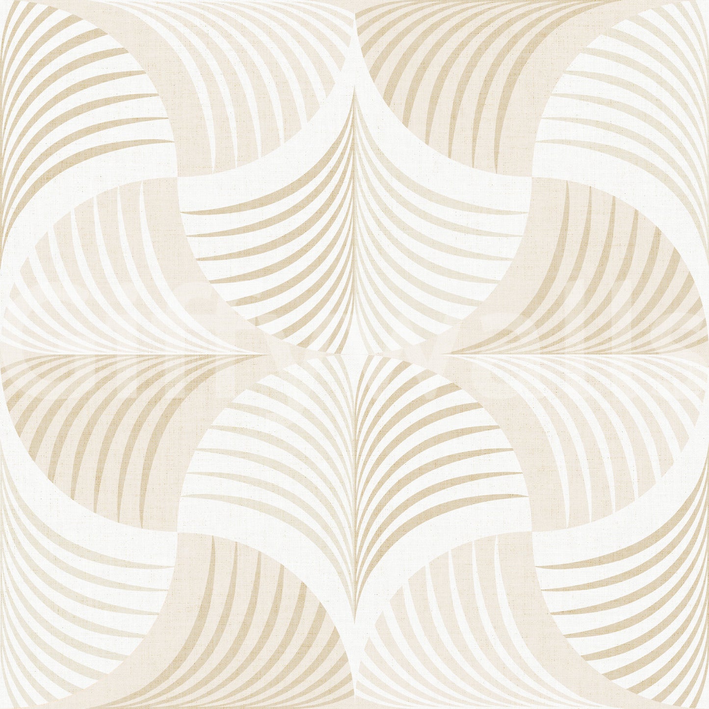 Art Deco Botanical Palm Fan - Soft White Beige Wallpaper⁠