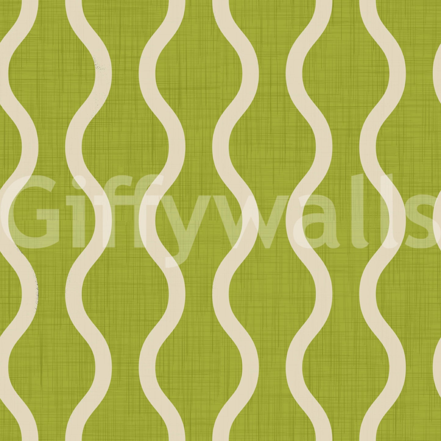 Cozy Scandi Folk Wavy Stripe Olive Chartreuse - Craft Stripe Wallpaper⁠