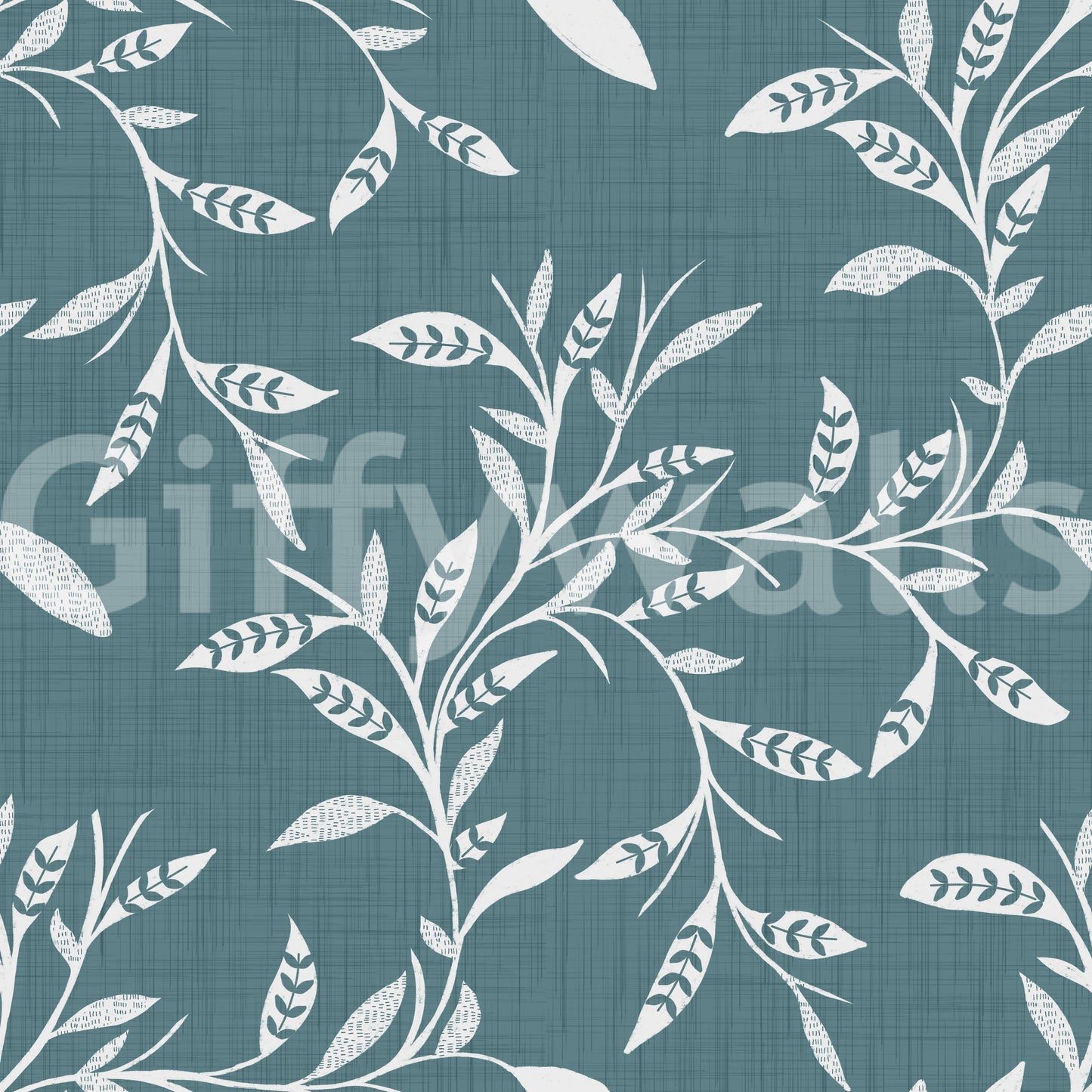 Cozy Scandi Folk Leaf Vine Nordic Blue Grey - Craft Blender Wallpaper⁠