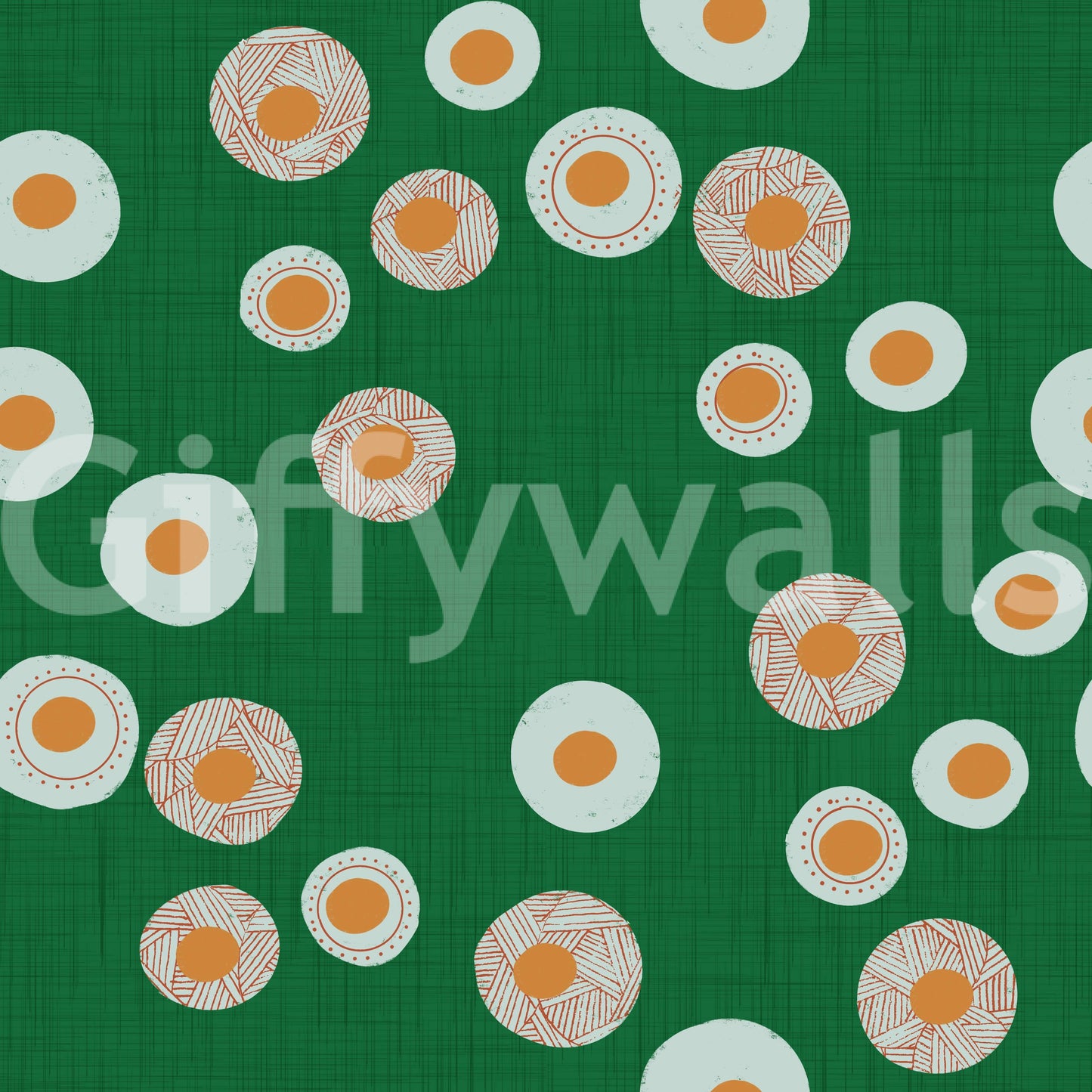 Cozy Scandi Folk Dot Floral Forest Green - Craft Circle Wallpaper⁠