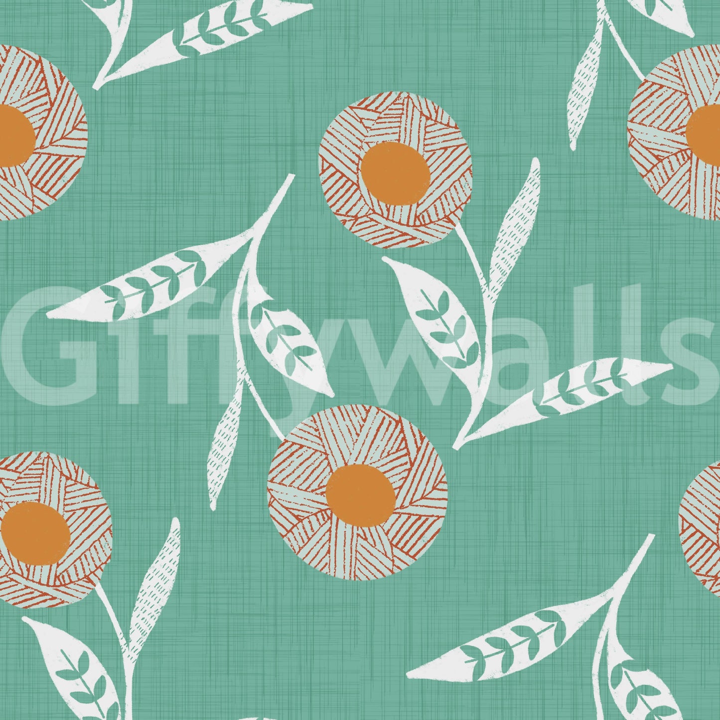 Cozy Scandi Flower Sage Mint - Craft Botanical Wallpaper⁠
