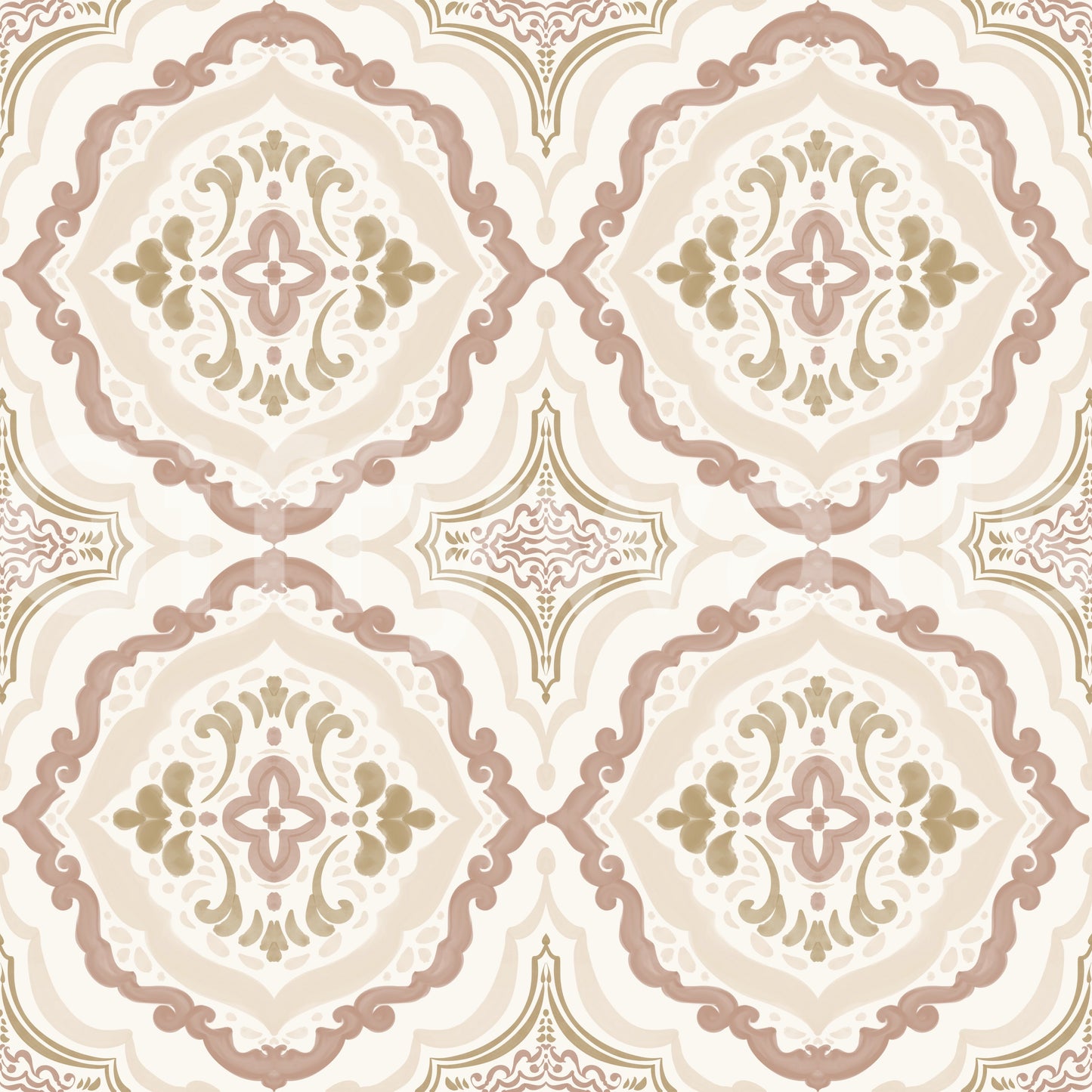 Soft Sienna Mediterranean Tile Wallpaper⁠