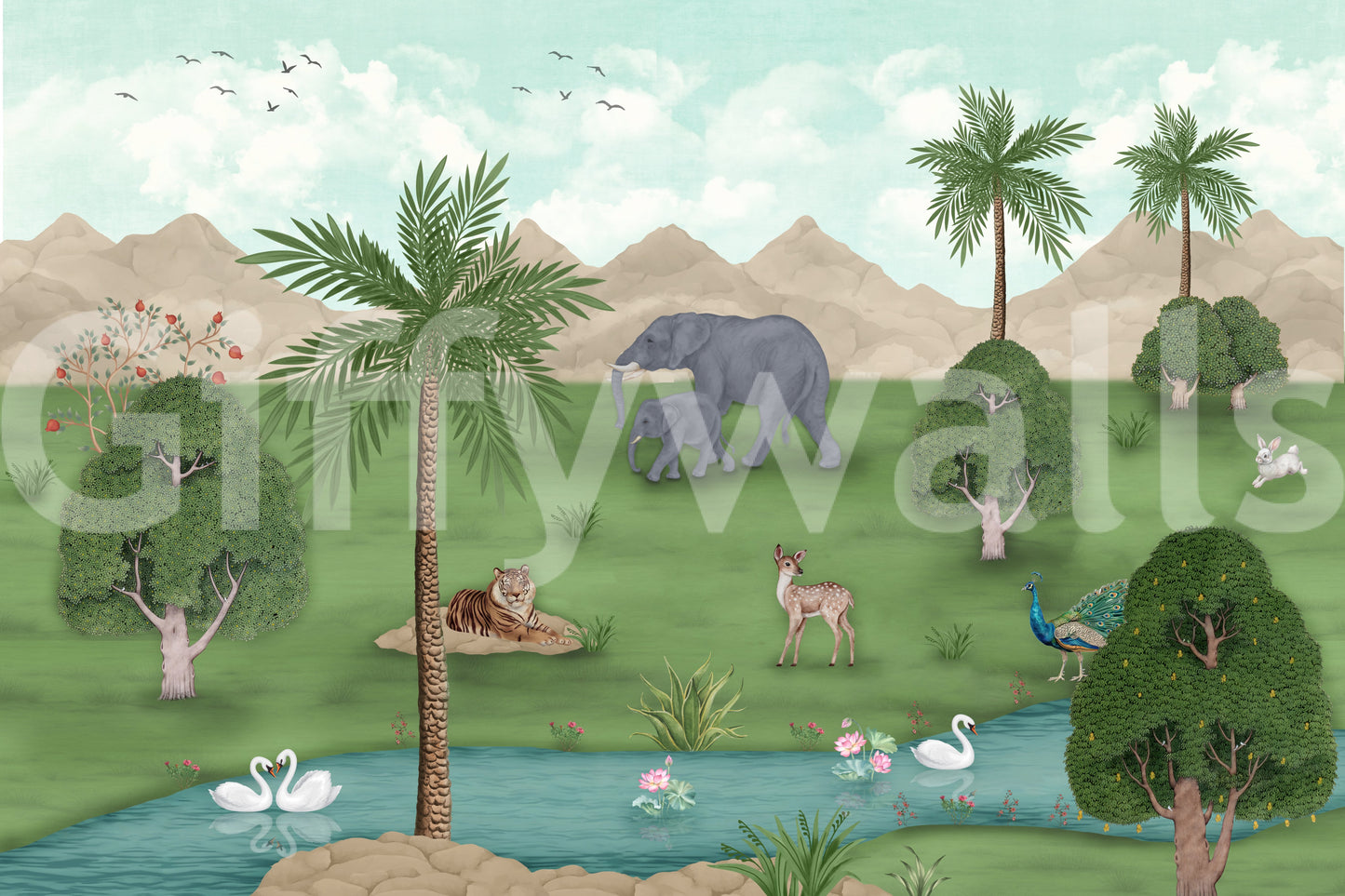 Enchanted River Oasis Wall Mural