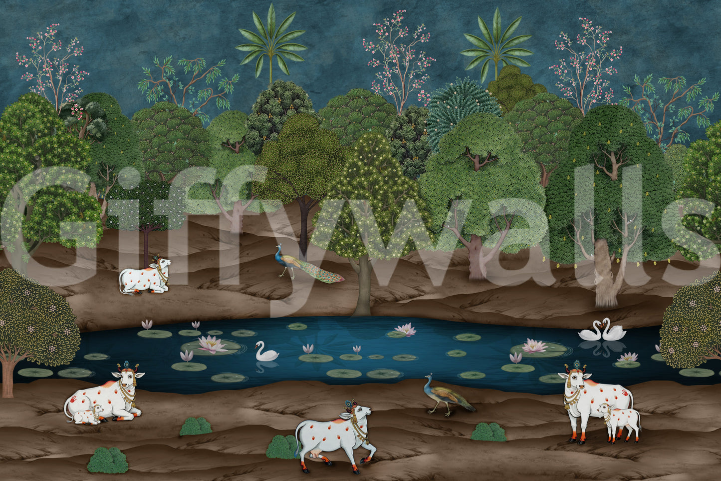 Pichwai Forest: Divine Grace Wall Mural