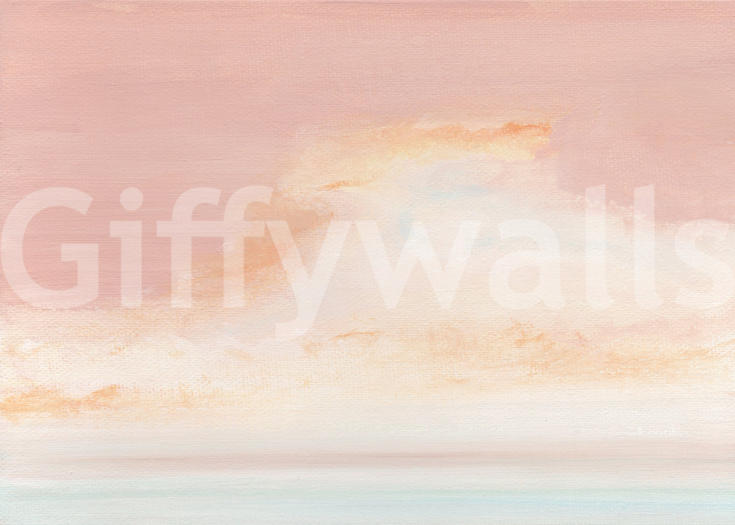 Soft pastel horizon mural with peach sky texture and matte finish