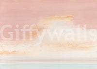 Soft pastel horizon mural with peach sky texture and matte finish