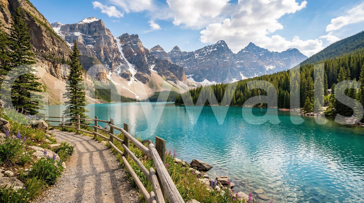 Turquoise Peaks & Pines Wall Mural