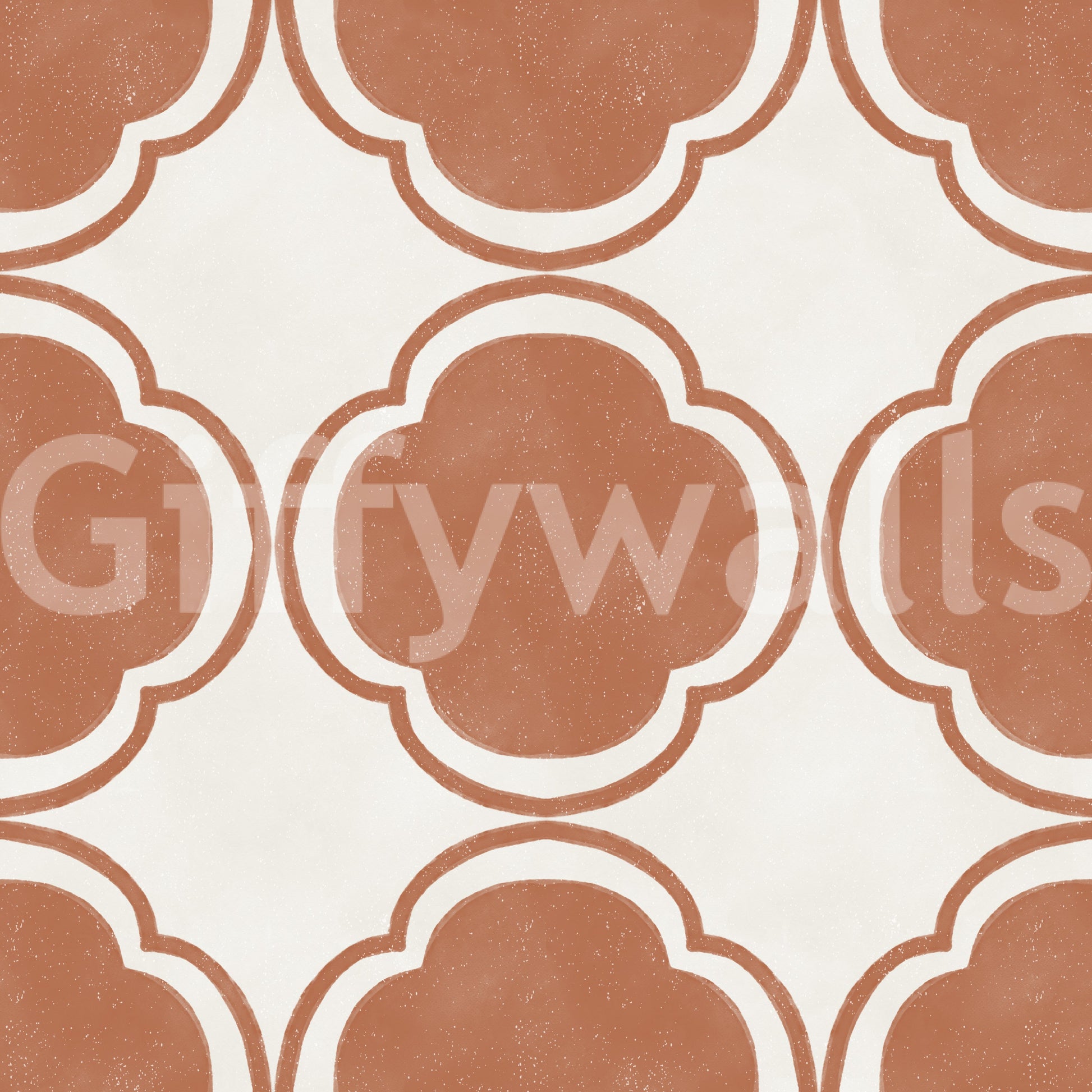 Terracotta quatrefoil pattern wallpaper with soft grain textured finish