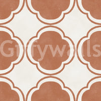 Terracotta quatrefoil pattern wallpaper with soft grain textured finish