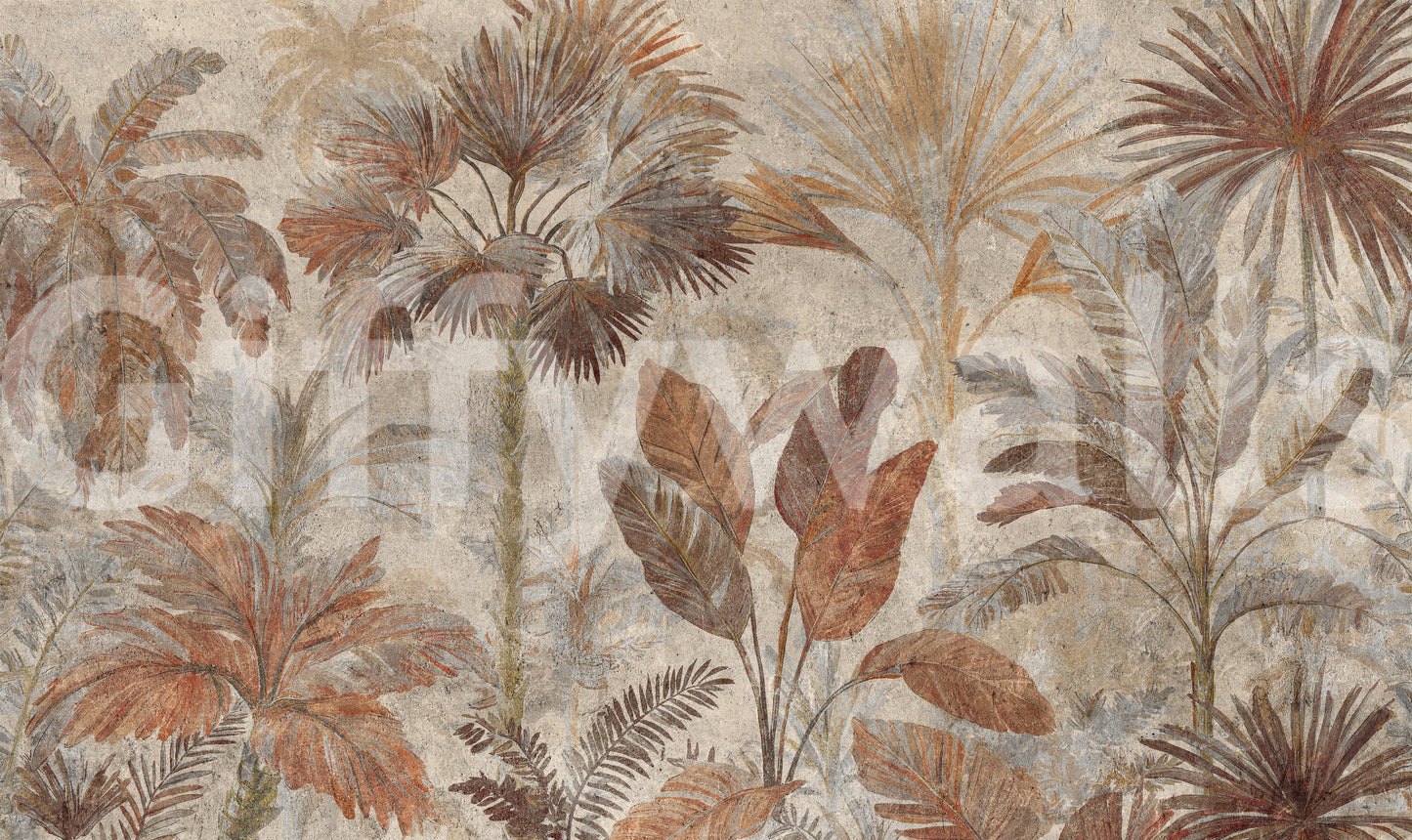 Tropical Palms Terracotta Fresco Wall Mural