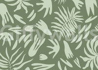 Minimal botanical mural with clean green composition