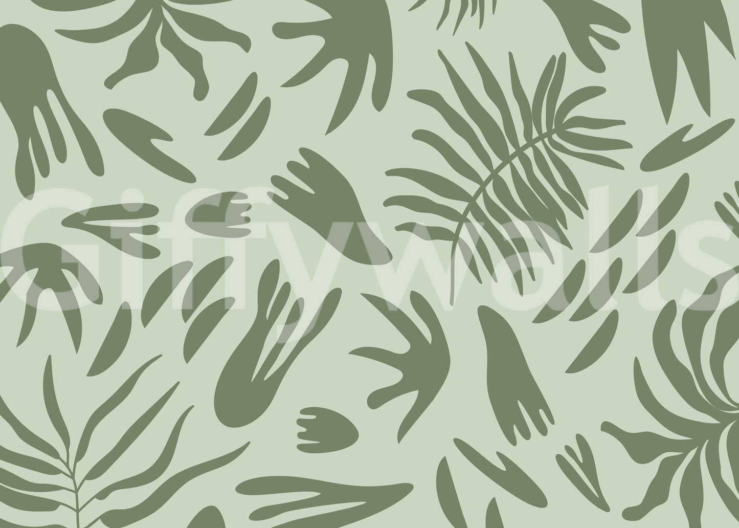 Verdant Shapes Harmony wall mural with calm natural design