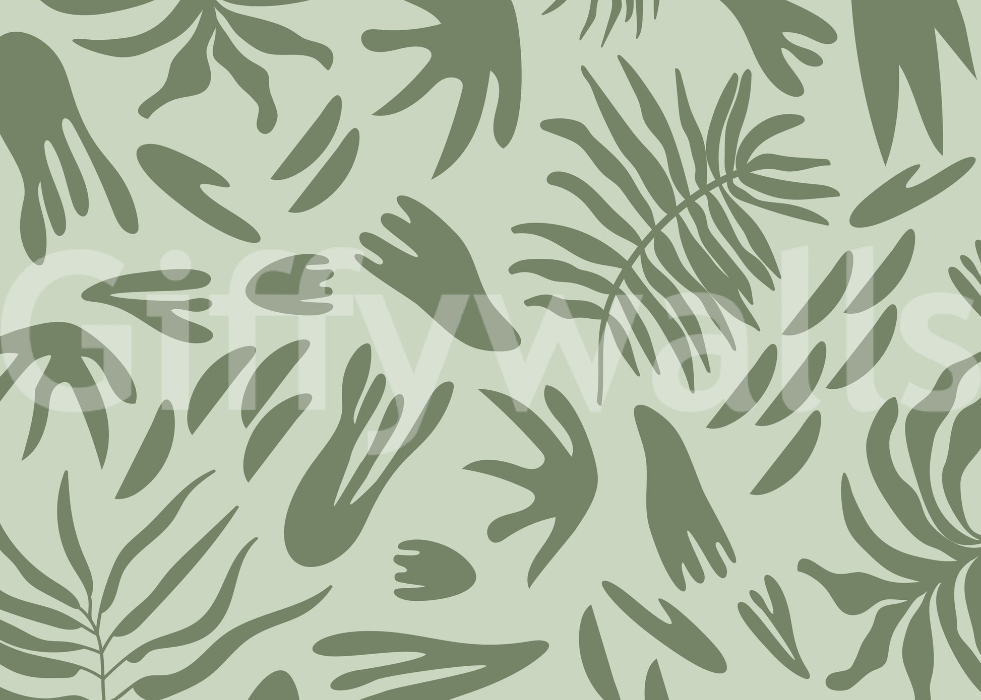 Verdant Shapes Harmony wall mural with calm natural design