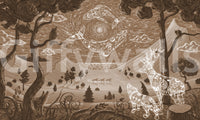 Spirit Surreal nature wall mural with celestial animals and patterned detailing