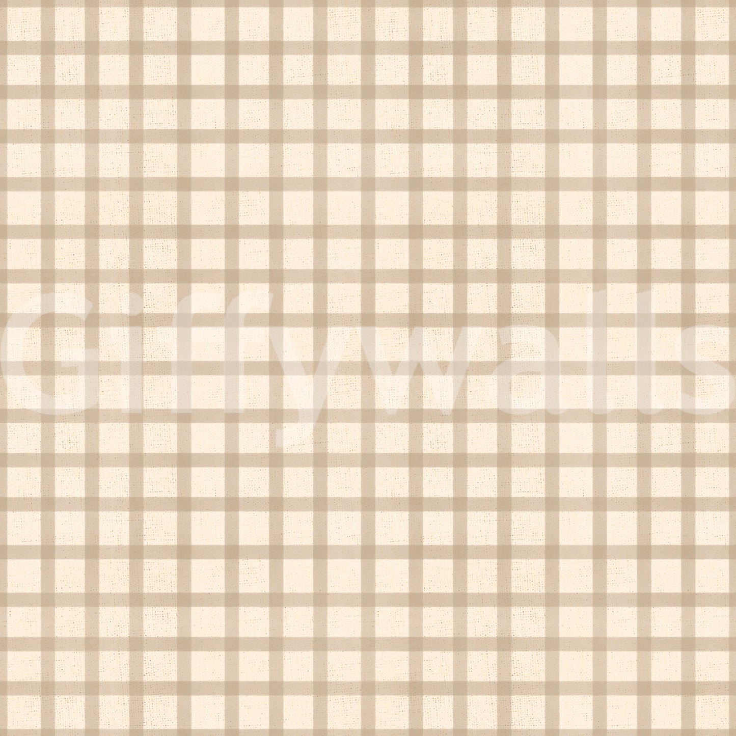 Soft gingham wallpaper with canvas-inspired plaid and a warm vintage beige repeat