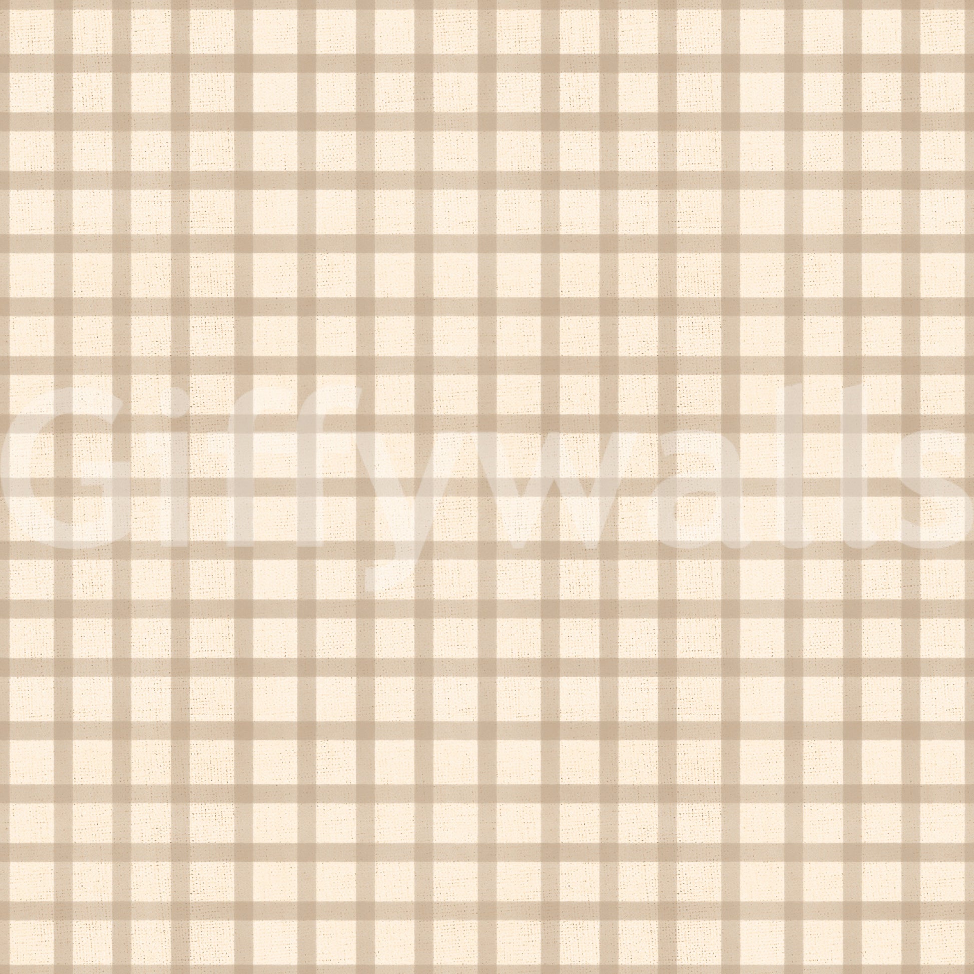Soft gingham wallpaper with canvas-inspired plaid and a warm vintage beige repeat