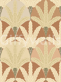 Earthy fan fronds wallpaper with layered leaf plumes in a warm vintage repeat flow