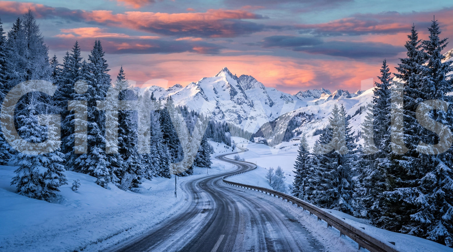 Alpine Road Sunset Dream Wall Mural