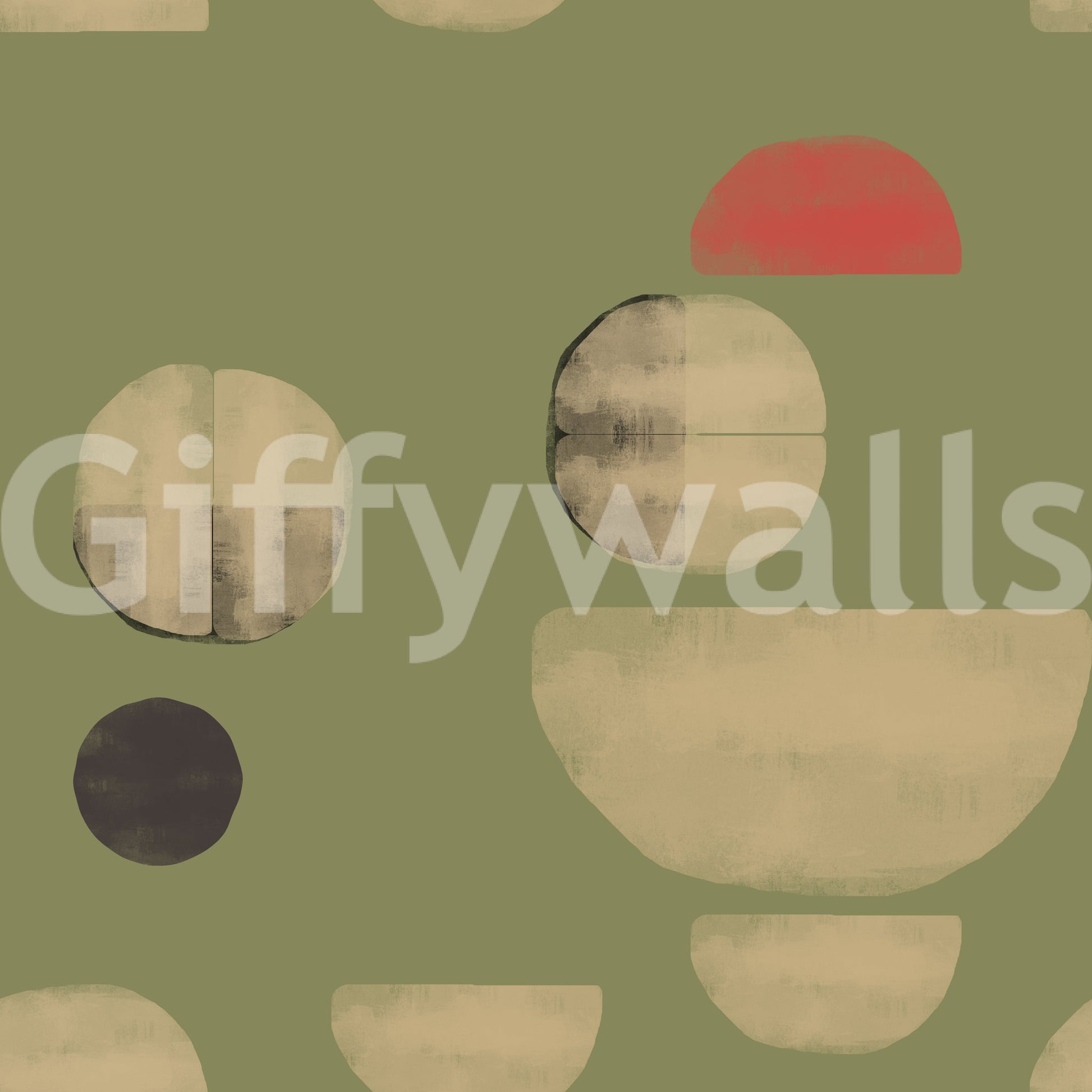 Earth tone abstract wallpaper with olive background and layered geometric shapes