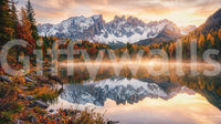 Natural mountain scenery featured in Alpine Autumn Serenity wall mural