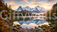 Misty Peaks Autumn Reflections wall mural with fall colors and sky
