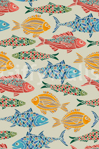 Ocean-inspired wallpaper with Mediterranean Sea fish artwork