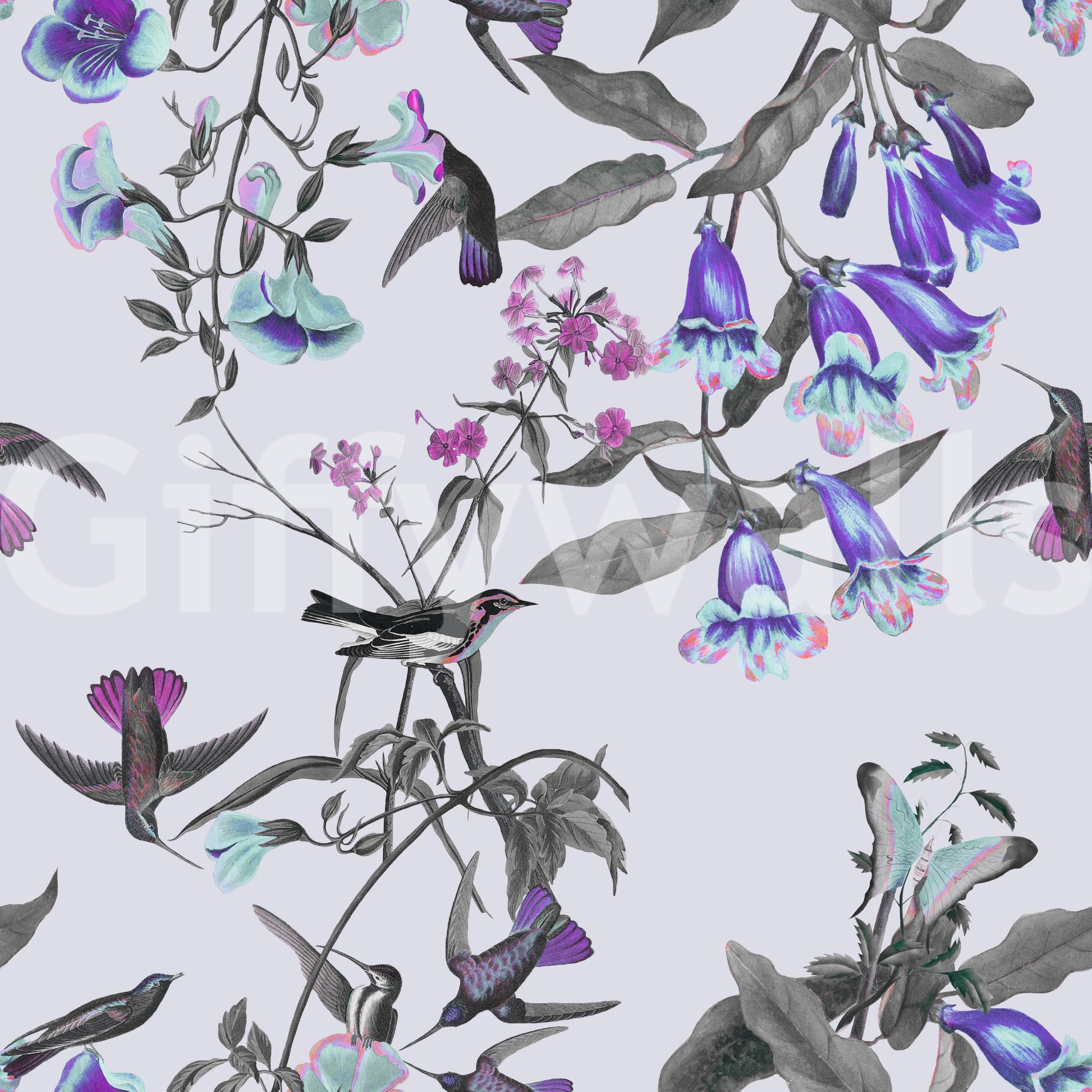 Layered stems and petals define Aviary Bloom wallpaper with refined movement