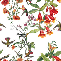 Graceful branches define Tropical Garden wallpaper with colorful birds
