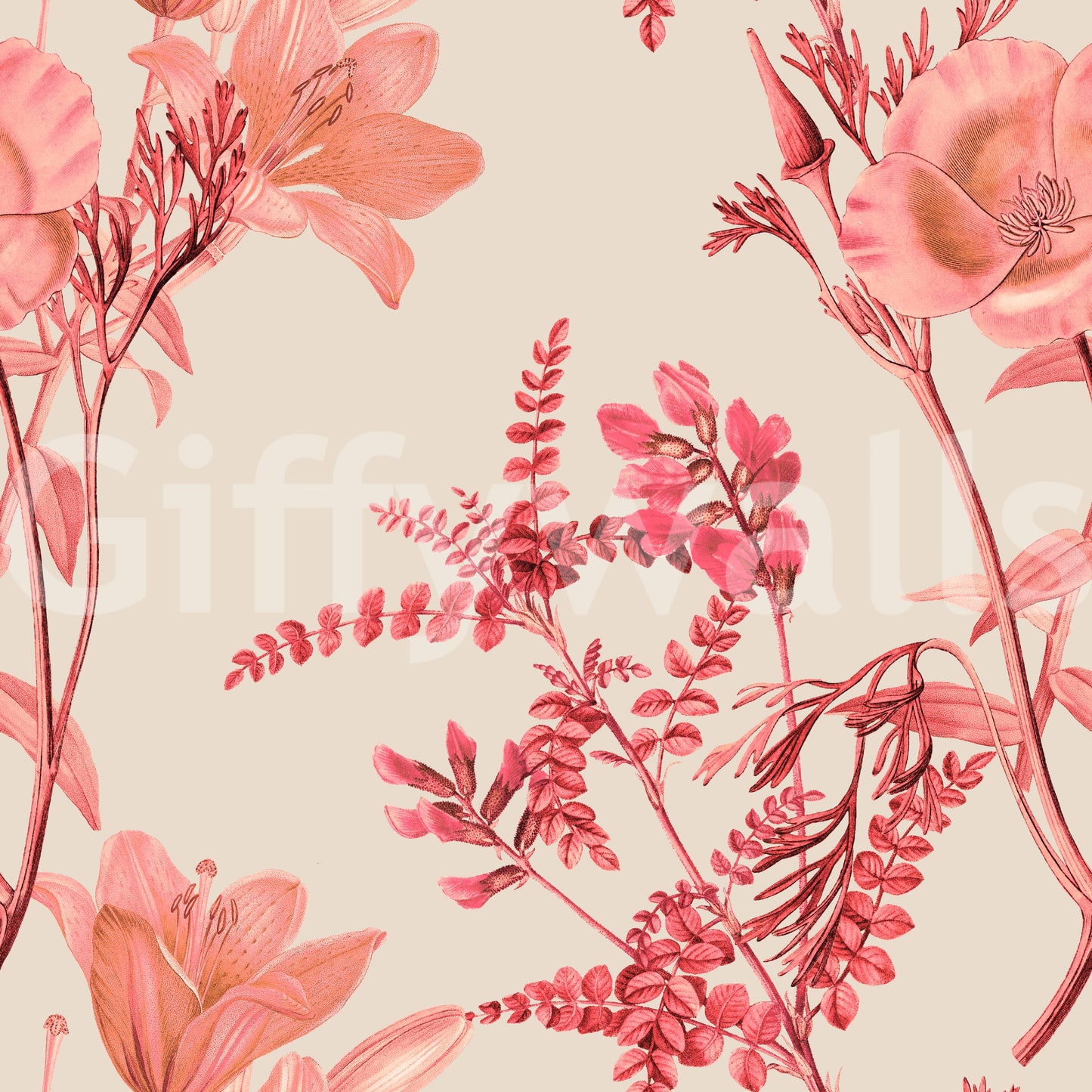 Botánica Coral Bloom Wallpaper⁠