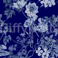 Midnight blue wallpaper featuring Flower Prints and floral line art