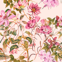 Pale base wallpaper with Floral Elegance blossoms and vine linework