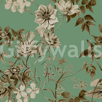 Elegancia botánica en tonos sepia y jade. Wallpaper⁠