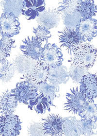 Blue Chrysanthemum Cascade Wall Mural