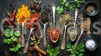 Rustic food styling appears in this spice kitchen wall mural design