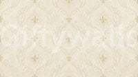 Scrollwork floral mural with neutral tones and detailed repeat