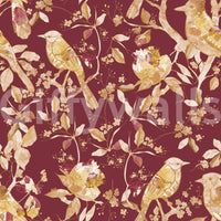 Fine blossom lines create movement in this heritage floral wallpaper