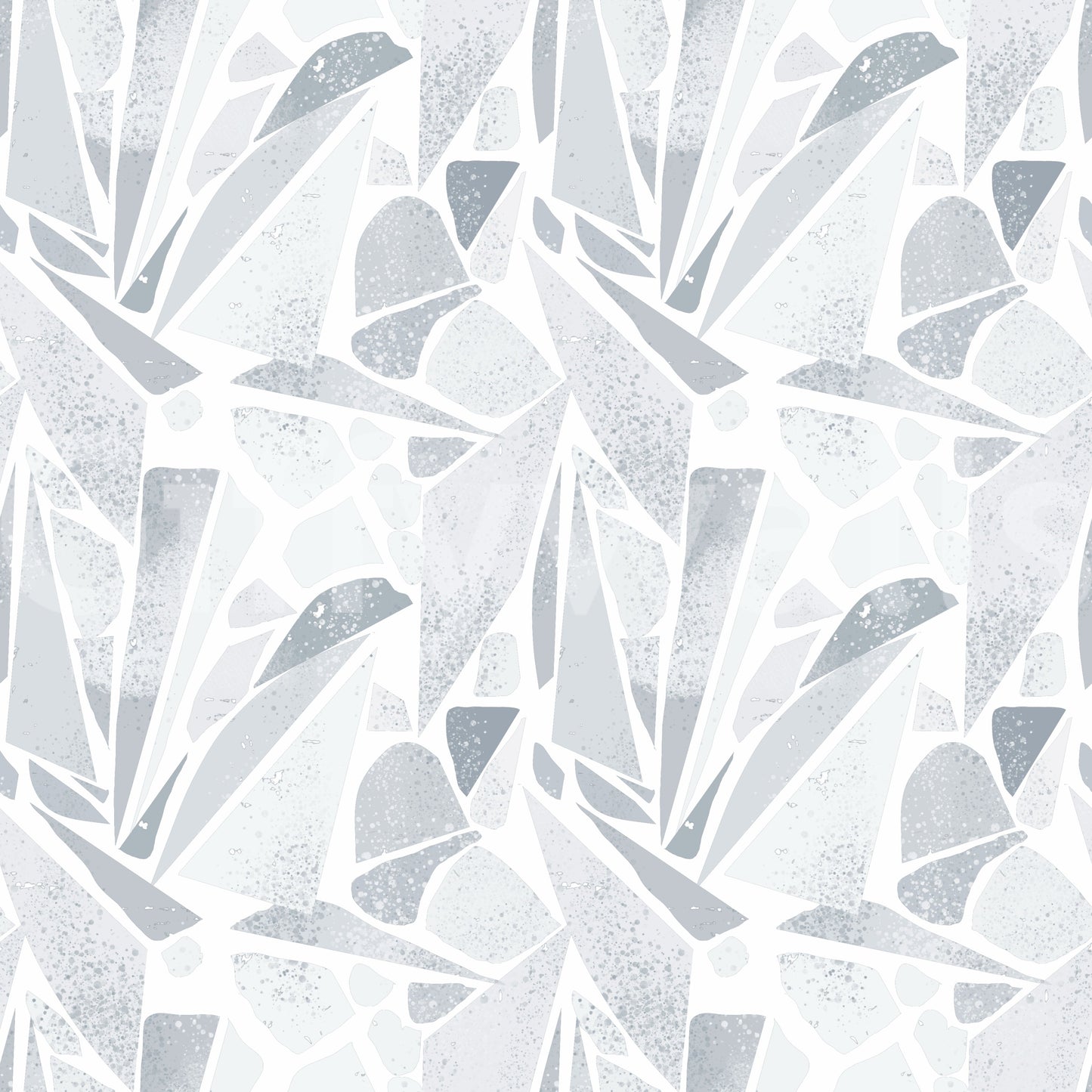 Light gray washes contrast cleanly with crisp white on Mosaic wallpaper.
